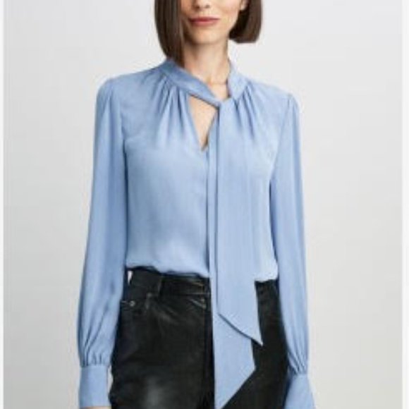 Elie Tahari Black Sequin Button Down Long Sleeve Blouse NWT